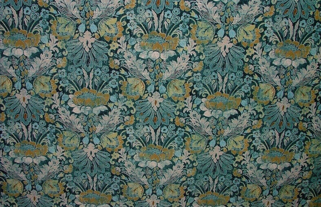 Cromford Teal Digitally Printed Fabric Curtain Upholstery Cushion Headboards