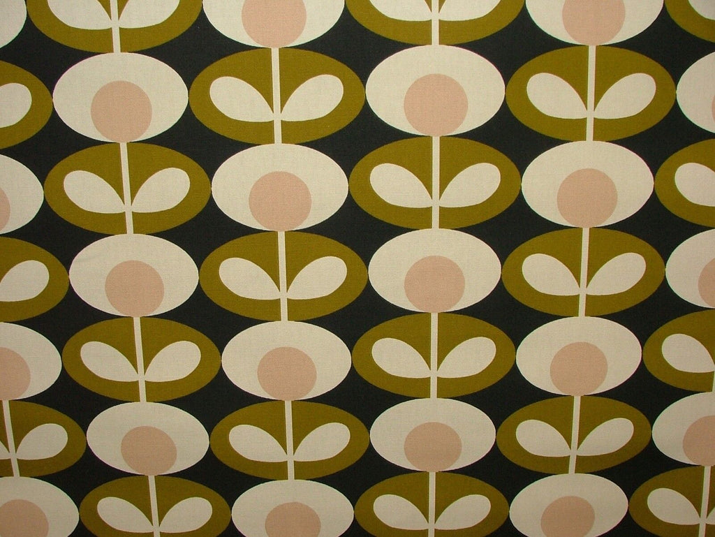 Designer Orla Kiely Oval Flower Seagrass Cotton Curtain Upholstery Craft Fabric