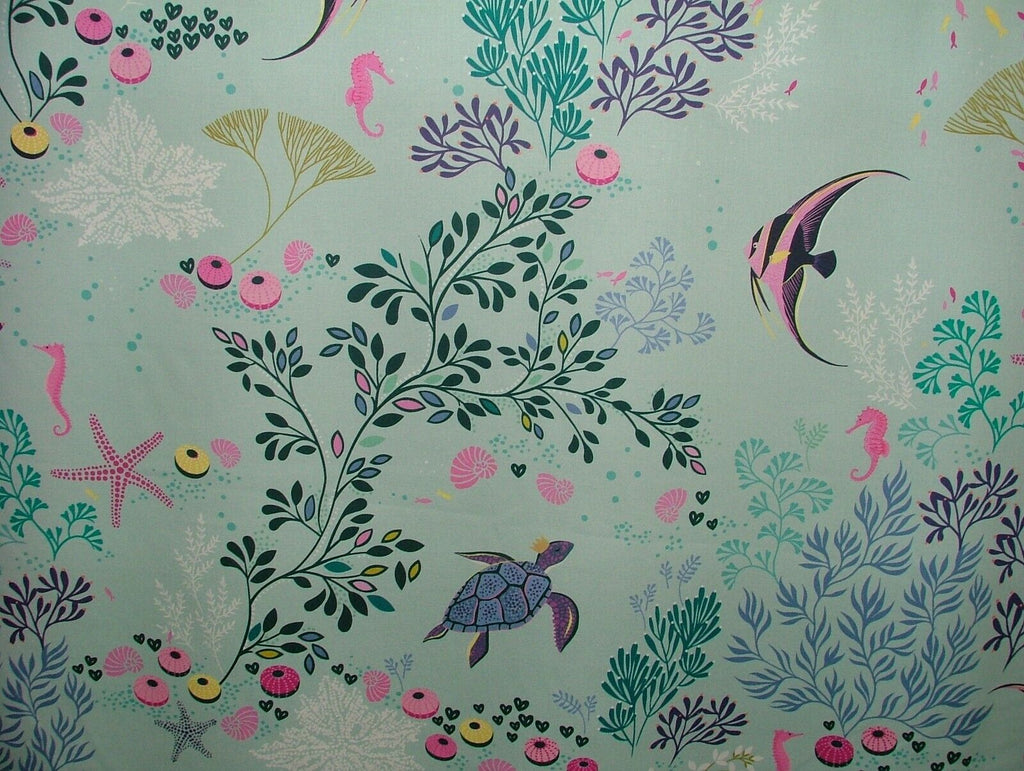 Sara Miller London Underwater Aqua Fabric - Curtain Upholstery Cushion Blinds