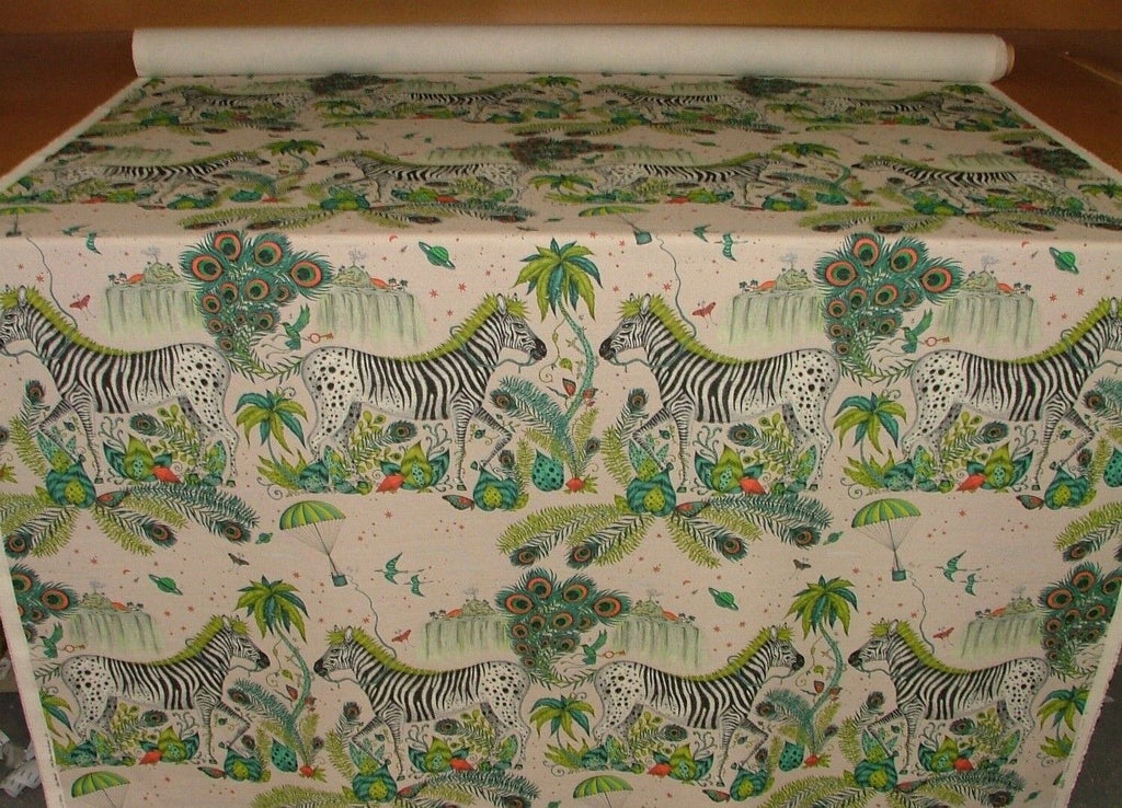 Emma J Shipley Lost World Green Linen Fabric Curtain Upholstery Cushion Use