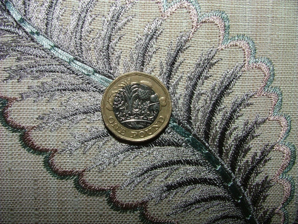 Embroidered Curtain Upholstery Fabric 11 Metres Berryvine Dove Grey RRP £550.0012
