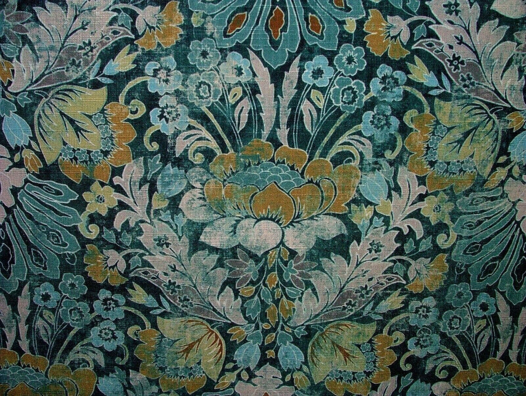 Cromford Teal Digitally Printed Fabric Curtain Upholstery Cushion Headboards