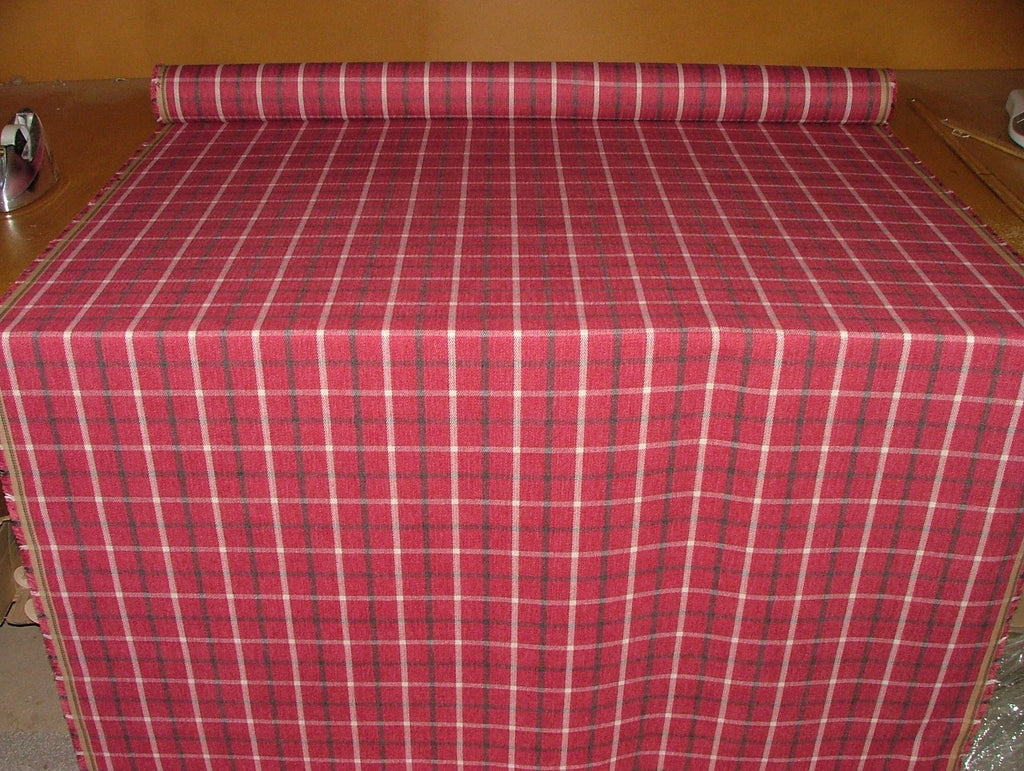 Herringbone Tartan Upholstery Fabric RASPBERRY Curtain Cushion Use 7 Metre Roll5