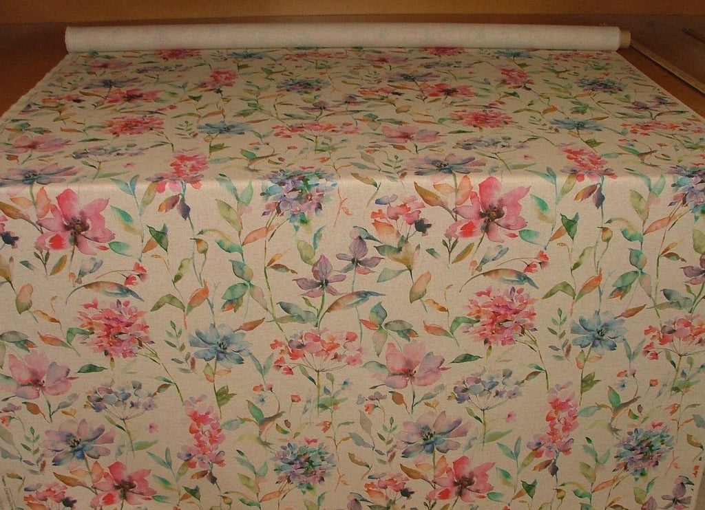 Hydrangea Linen And Cotton Blend Floral Fabric Curtain Cushion Upholstery