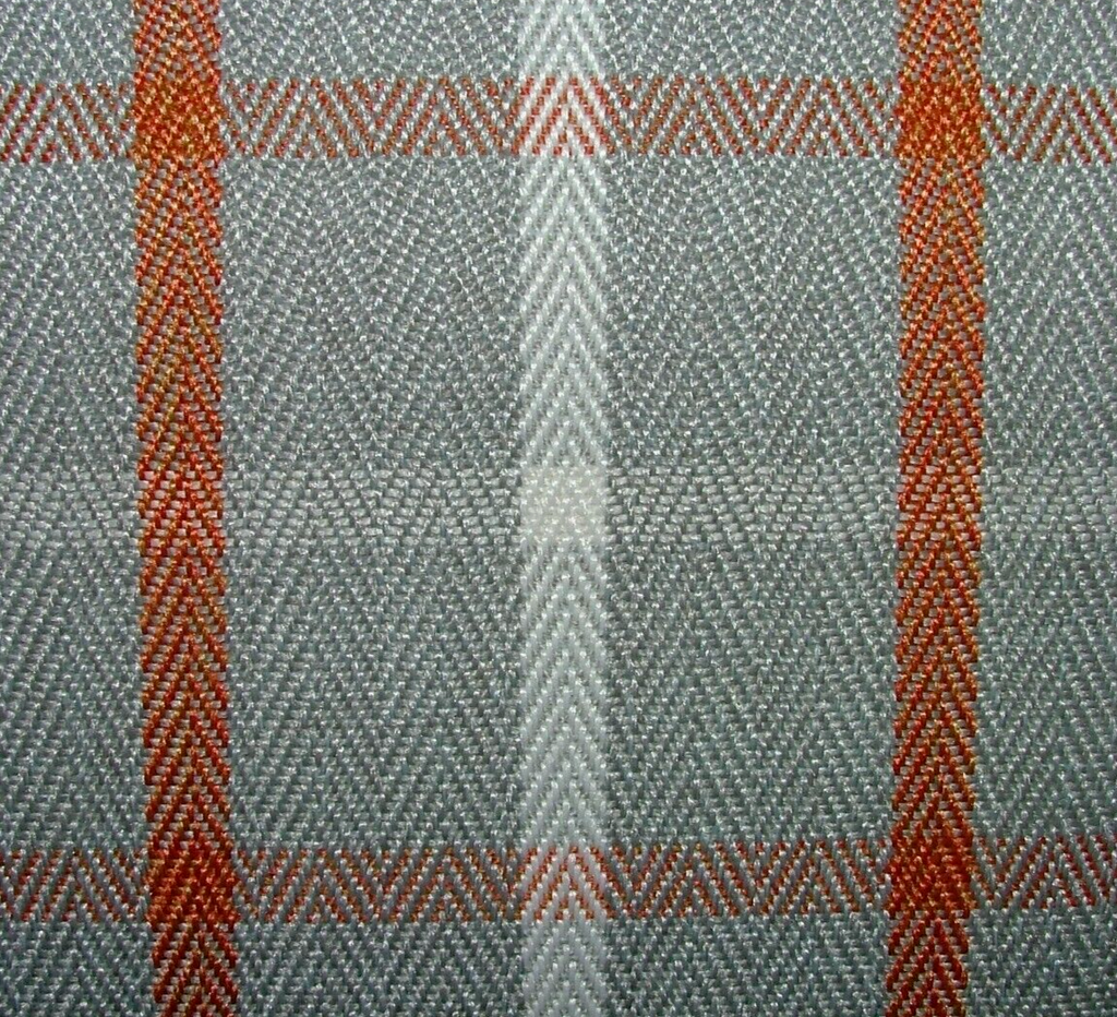 Paprika Grey White Herringbone Check Tartan Fabric Upholstery Cushion Curtain