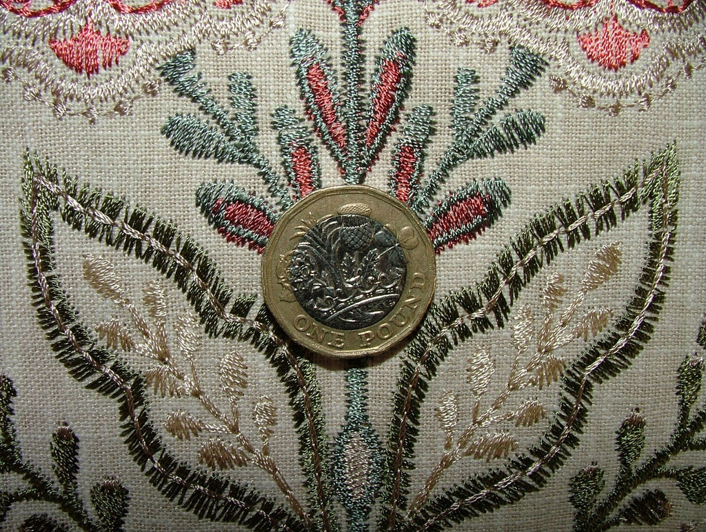 1.15 Metres iLiv Marcella Pine Embroidered Fabric Curtain Upholstery Cushion10