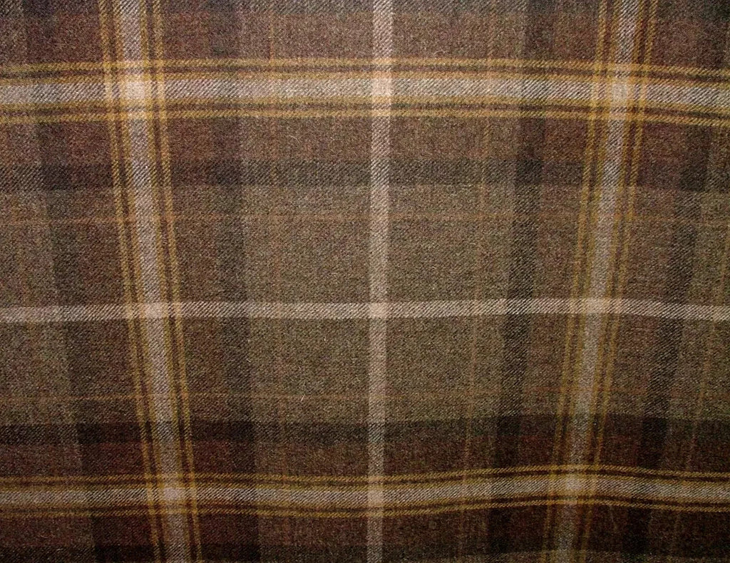 Shetland Wool Curtain Fabric Chestnut Brown Tartan Upholstery Cushion 2.5 Metres0