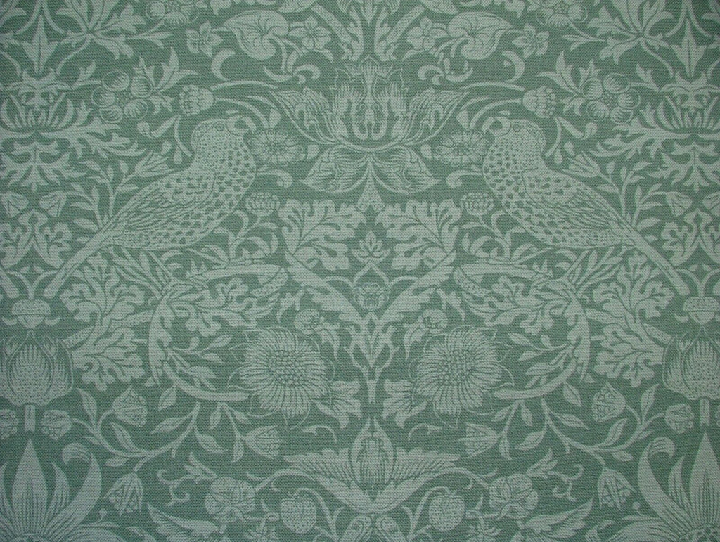 William Morris Strawberry Thief Green Cotton Curtain Upholstery Cushion Fabric