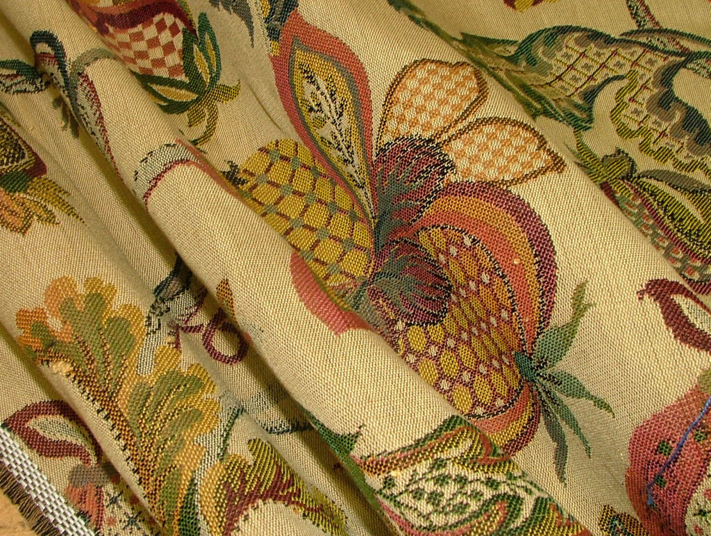 Jacobean Garden Gold Woven Tapestry Jacquard Curtain Upholstery Designer Fabric