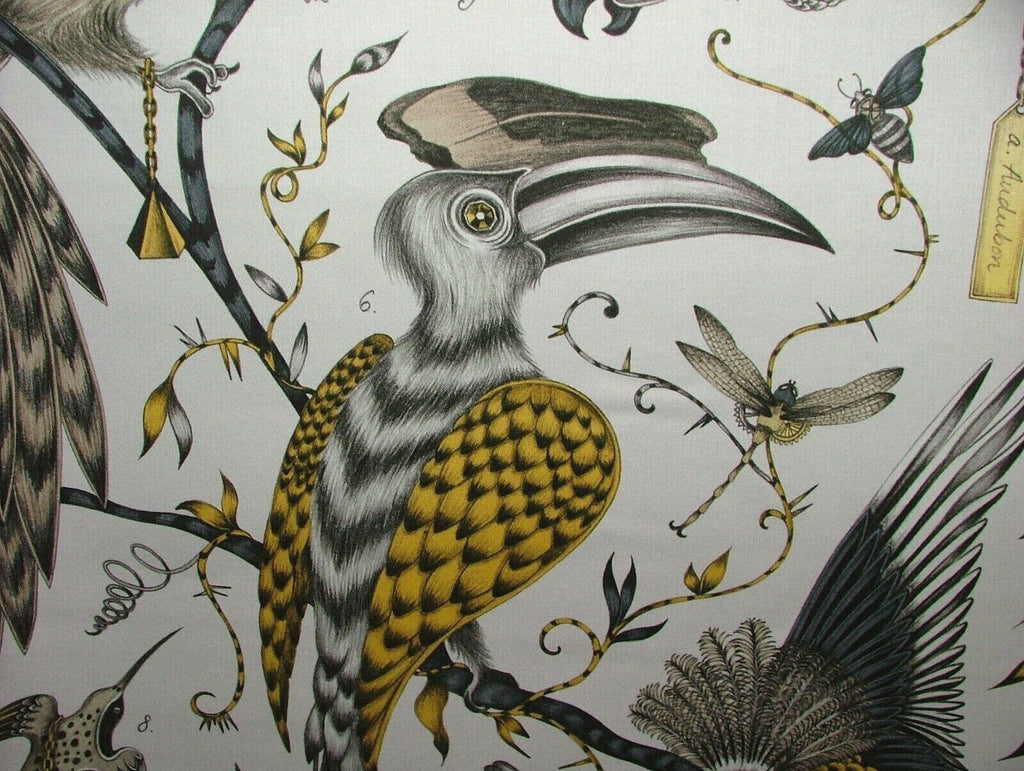 Emma J Shipley Fabric Audubon Gold Cotton Curtain Upholstery Cushion Fabric