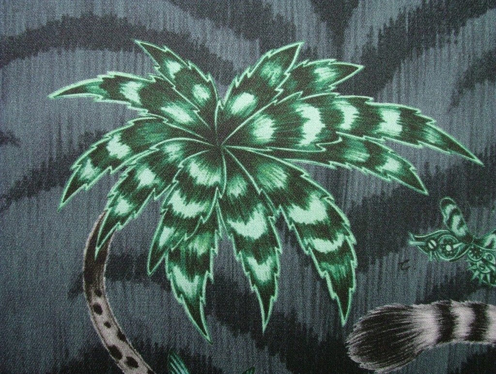 Emma J Shipley Fabric Lemur Navy 100% Cotton Curtain Upholstery Cushion  Fabric