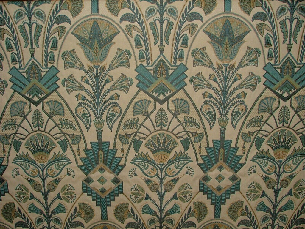 Art Deco Madison Prussian Blue Thick Jacquard Curtain Upholstery Cushion Fabric