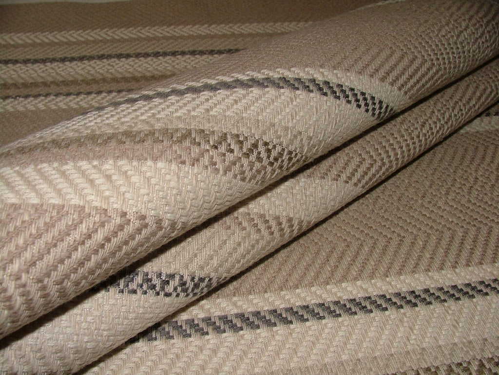 iLiv Thick Woven Curtain Fabric 2.2 Metre Indus Almond Stripe Upholstery Cushion11