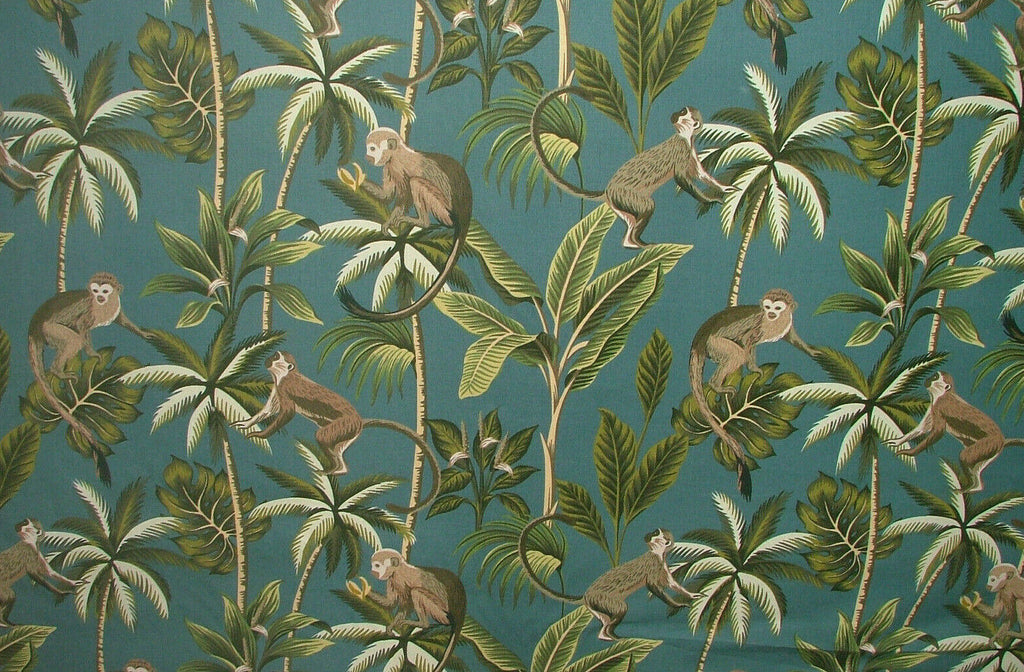 Tropical Monkey Botanical 100% Cotton Curtain Upholstery Cushion Blind Fabric