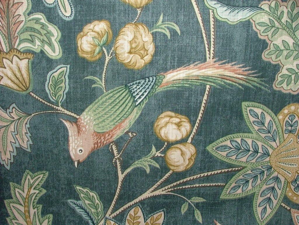 Chanterelle Mirage Ornate Bird Floral Cotton Curtain Upholstery Cushion Fabric
