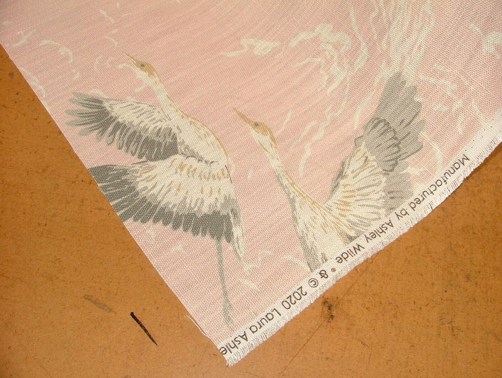 Laura Ashley Animalia Pink Crane Bird Fabric Curtain Upholstery Cushion