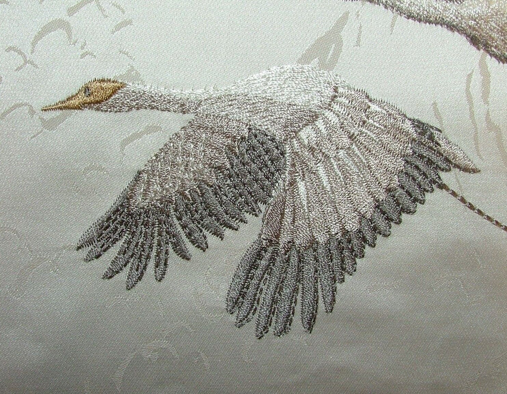 Laura Ashley Animalia Crane Bird Embroidered Fabric Curtain Cushion Roman Blind