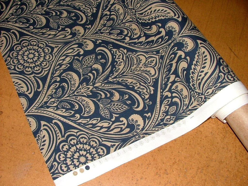 Windermere Indigo Blue Cotton Curtain Upholstery Cushion Roman Blind Fabric