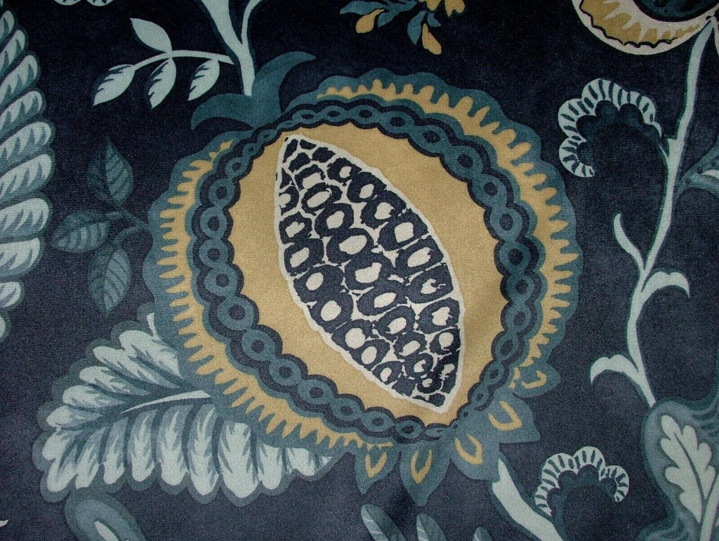 Arts And Crafts Pomegranate Navy Blue Velvet Fabric Curtain Upholstery Cushion