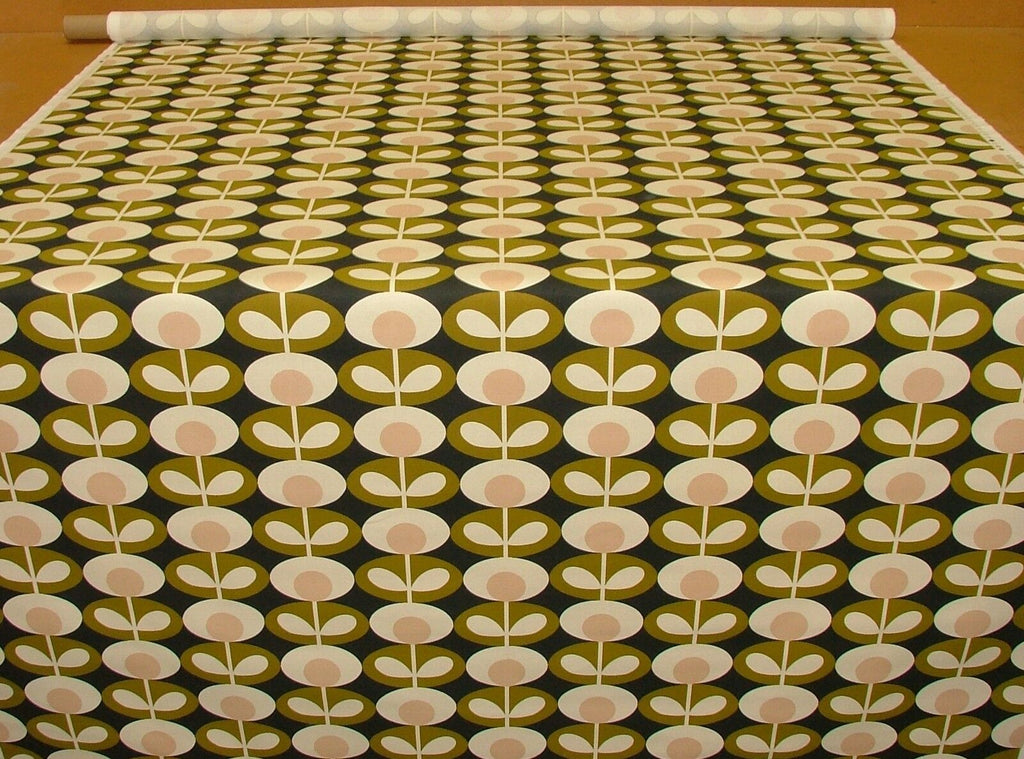 Designer Orla Kiely Oval Flower Seagrass Cotton Curtain Upholstery Craft Fabric