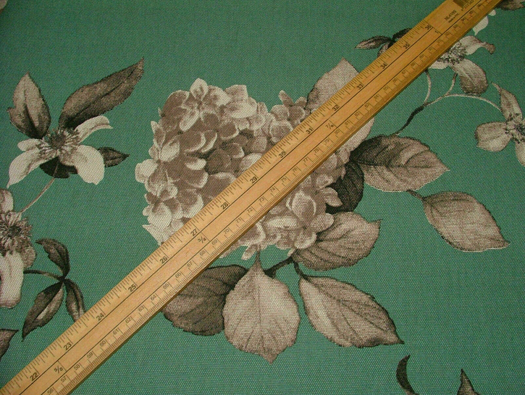 12 Metres Hydrangea Teal Floral Cotton Fabric Curtain Upholstery Cushion Blinds