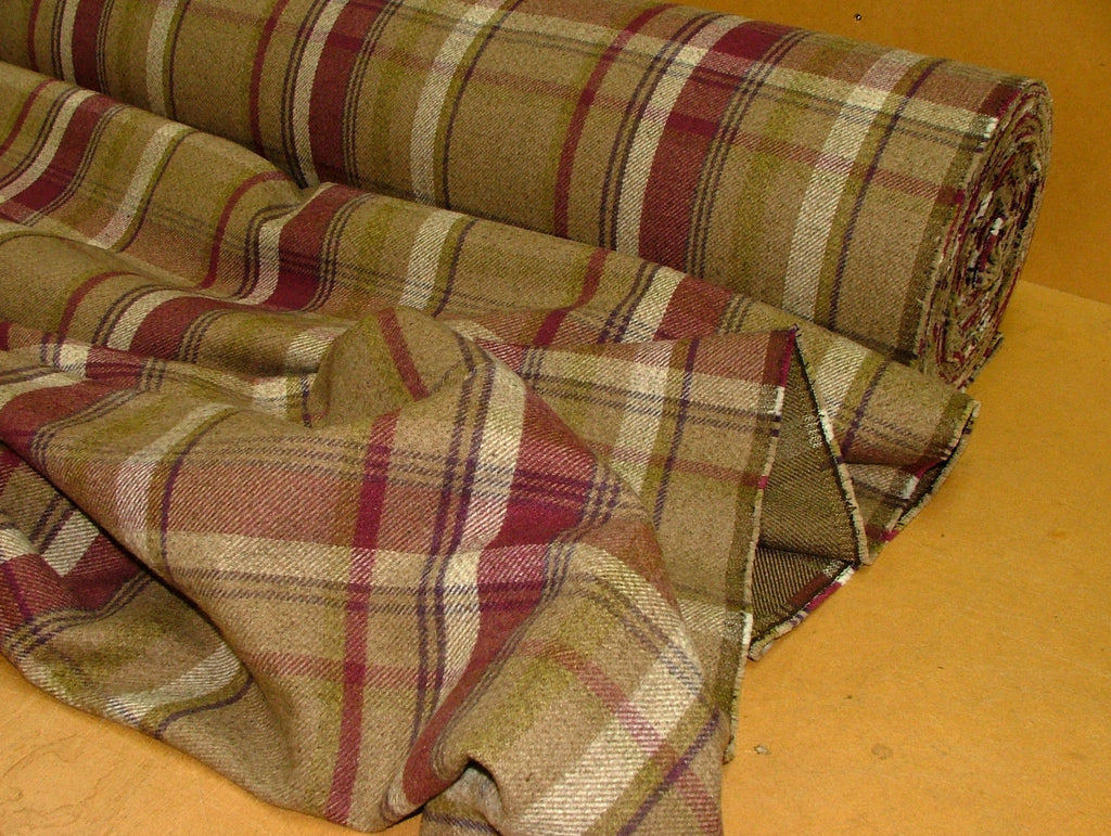 24m Elgin Heather Wool Effect Thick Tartan Upholstery Curtain Designer Fabric