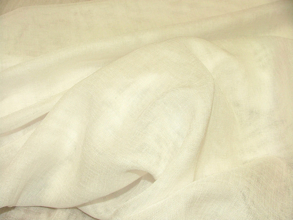 White Linen Look Lead Weighted Voile Net Muslin Curtain Fabric Extra Wide 300cms