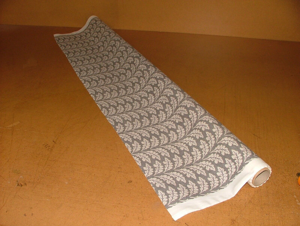 Morris Leaf Granite Grey Cotton Curtain Upholstery Cushion Roman Blind Fabric