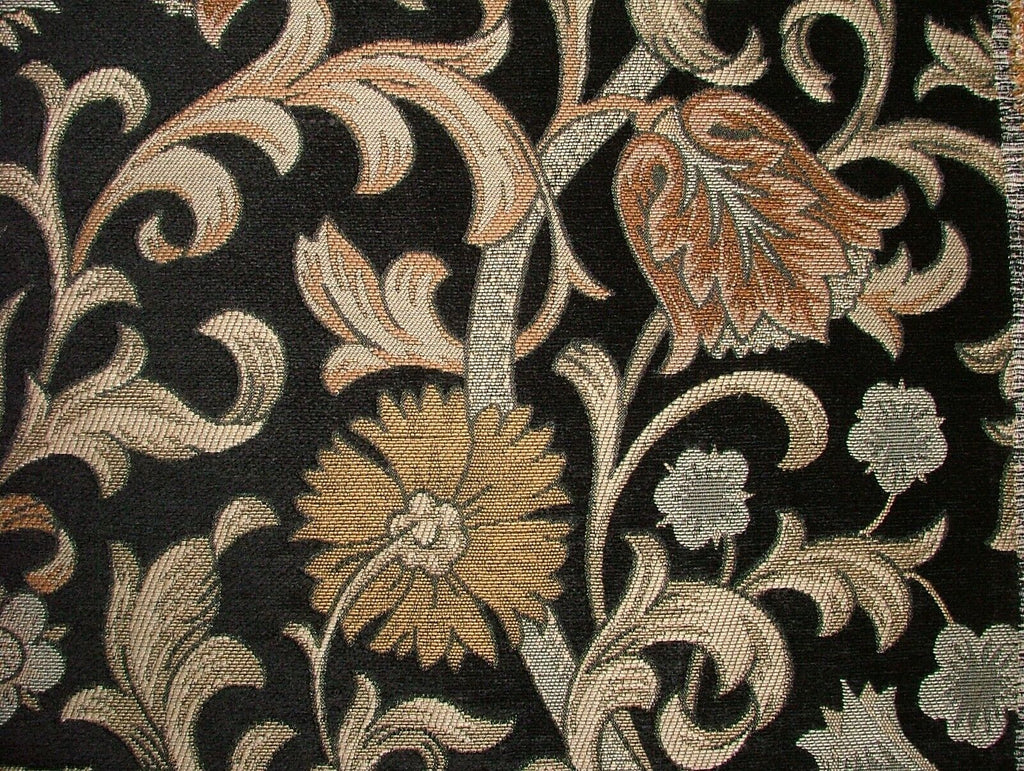Scottish Thistle Black Chenille Fabric Curtain Cushion Upholstery Throws Blinds