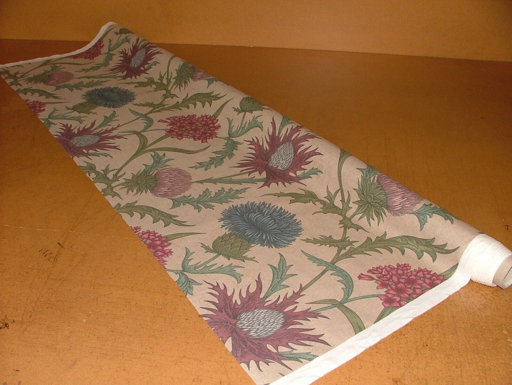 Scottish Thistle Foxglove Cotton Curtain Upholstery Cushion Roman Blind Fabric