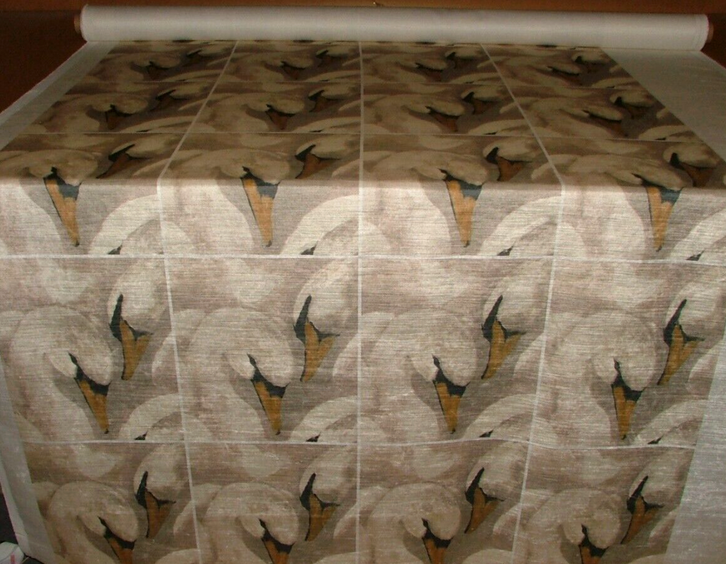 4 x Majestic Swans Clay Velvet Fabric Cushion Panels  / Cushion Bag Making Use