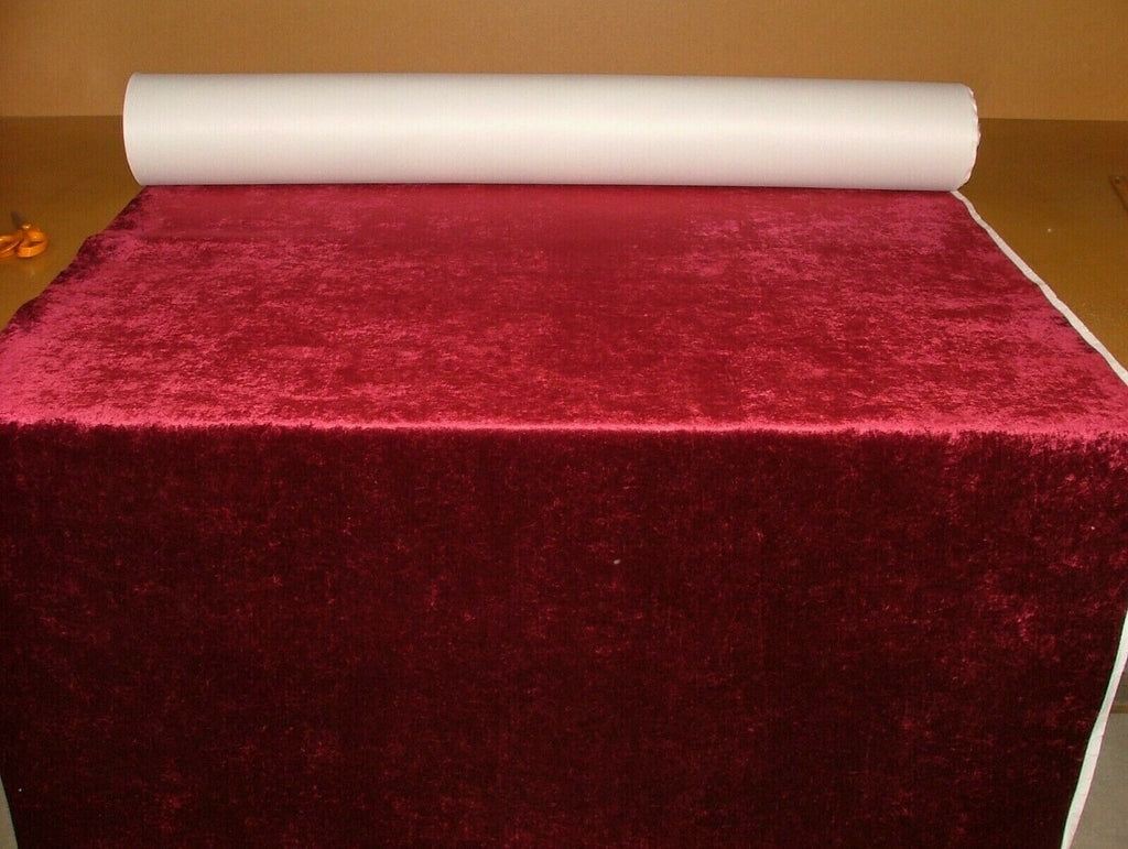 Raspberry Contract Crushed Velvet Flame Retardant Fabric Upholstery Cushion