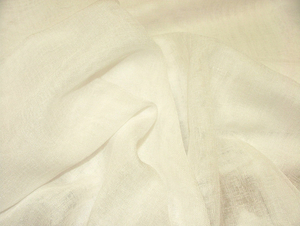 White Linen Look Lead Weighted Voile Net Muslin Curtain Fabric Extra Wide 300cms