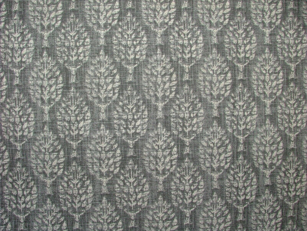 Spruce Tree Gunmetal Grey Cotton Curtain Upholstery Cushion Roman Blind Fabric