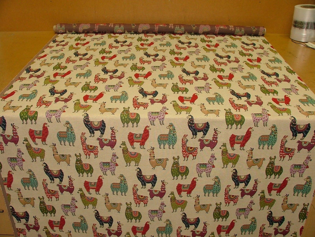 Llama / Alpaca "Animal Tapestry" Designer Fabric Upholstery Curtains Cushions