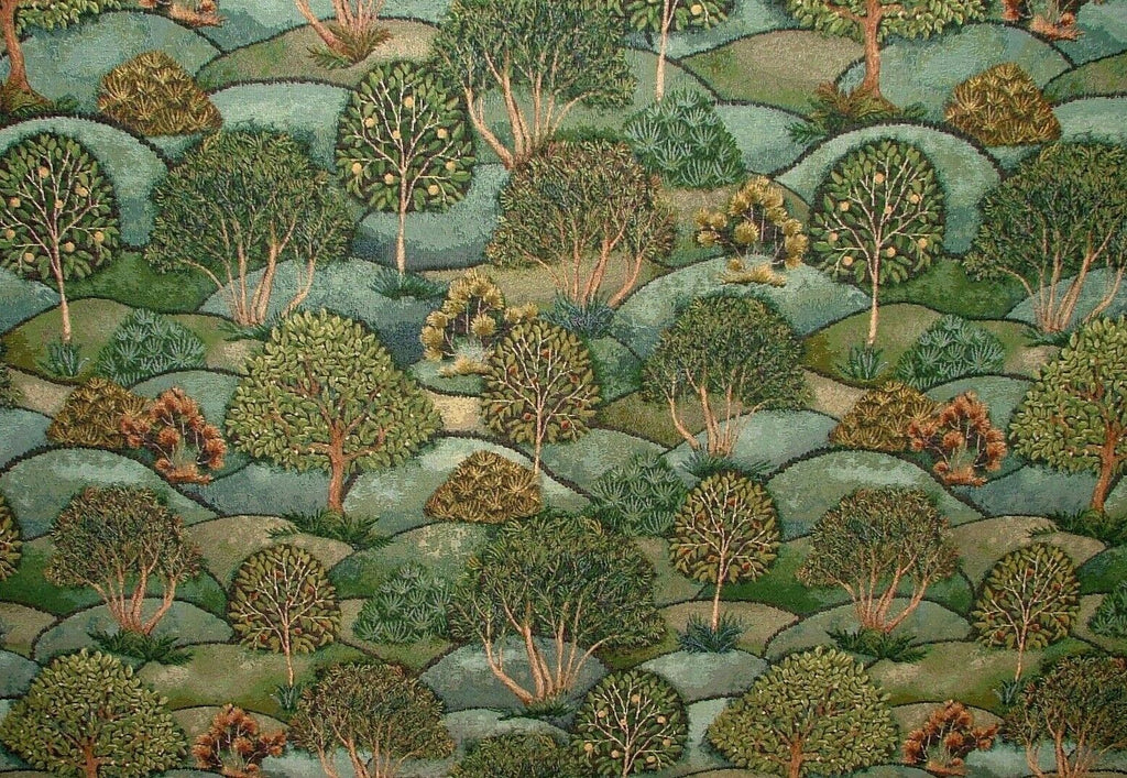 Green Meadow Tree Tapestry Fabric Curtain Upholstery Cushion Blanket Throws Use