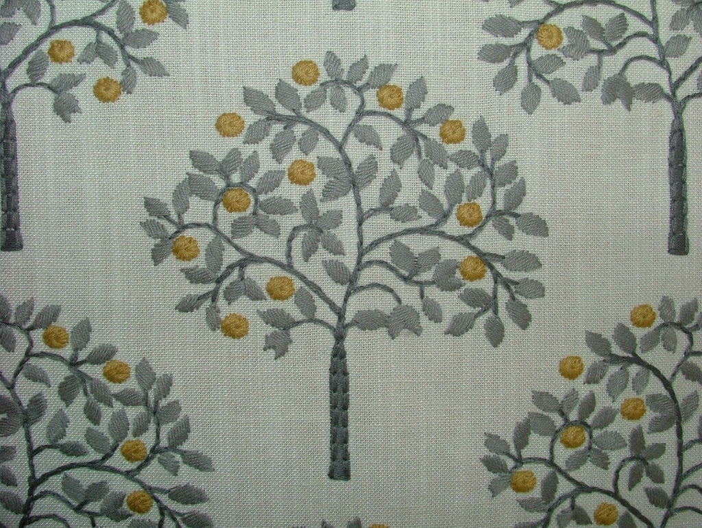 5 Metre iLiv Orange Grove Ochre Embroidered Fabric Curtain Upholstery Cushion