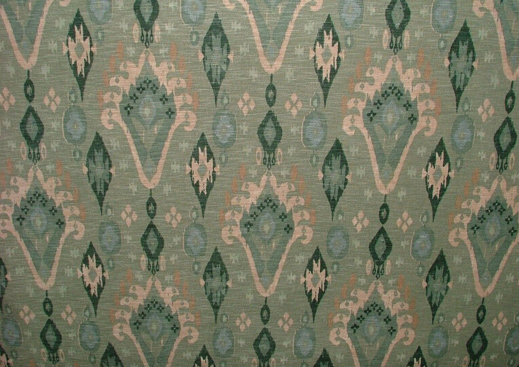 iLiv Boho Sage Green Ikat Linen Blend Cotton Curtain Upholstery Cushion Fabric