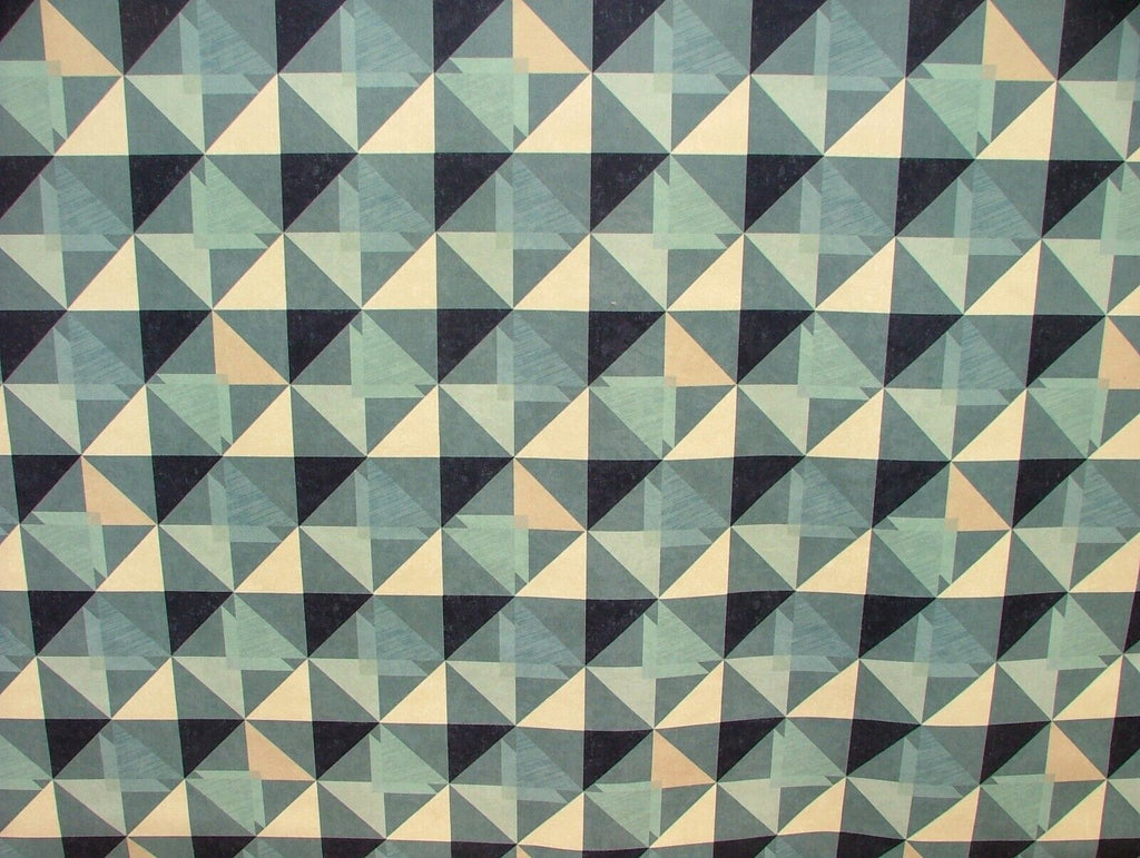 4 Metre Geometric Blue Suede Effect Waterproof Flame Retardant Upholstery Fabric