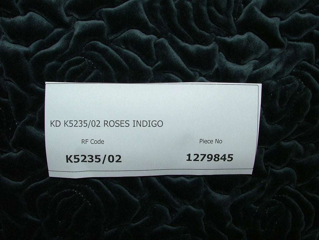 2.2 Metre Romo Roses Indigo Quilted Velvet Fabric Upholstery Cushion RRP £649.00