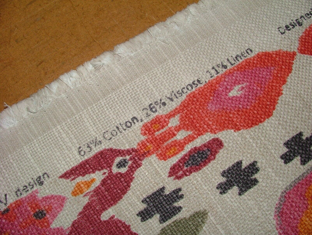 iLiv Boho Begonia Ikat Linen Blend Cotton Curtain Upholstery Cushion Fabric