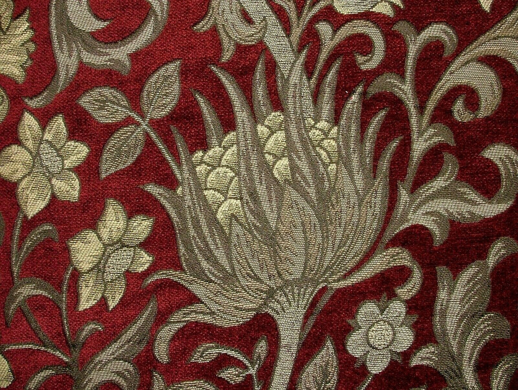 Chalfont Carmine Arts And Crafts Chenille Curtain Upholstery Cushion Use Fabric