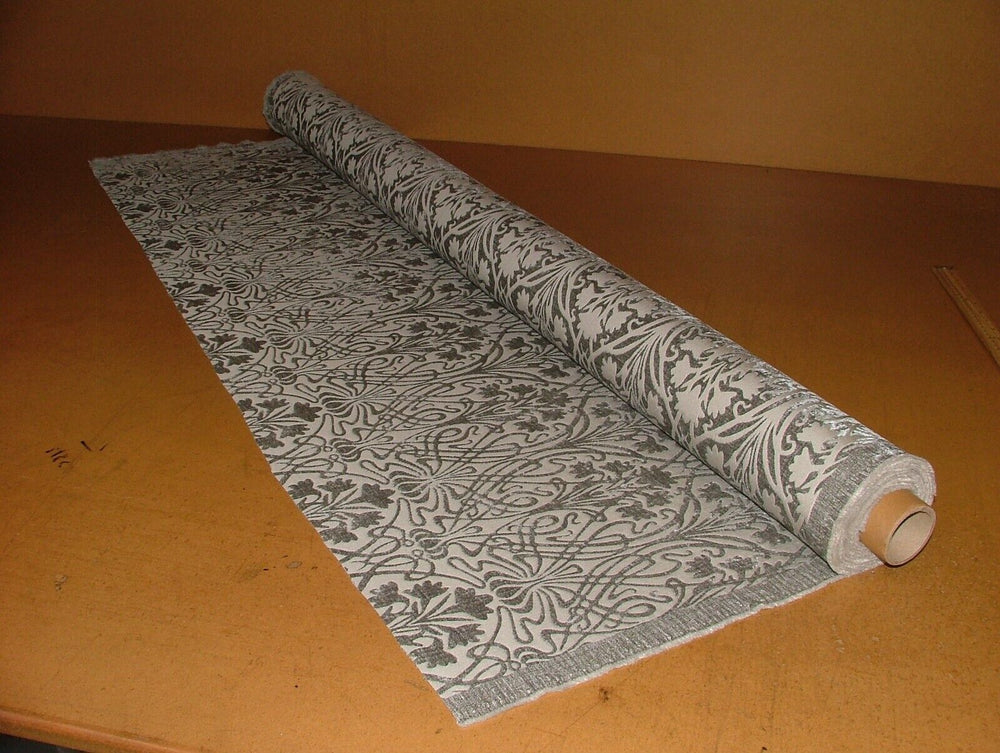 10 Metres Art Nouveau Flint Grey Chenille Fabric Curtain Upholstery Cushion