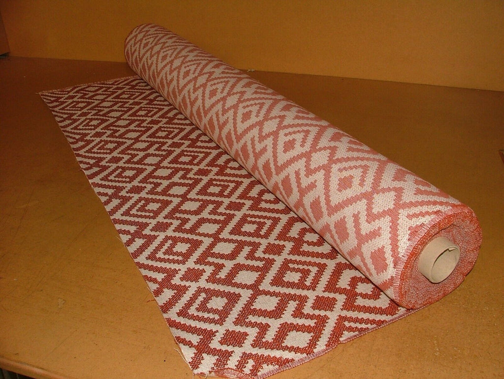 22 Metres Aztec Rust Jacquard Flame Retardant Fabric Upholstery Cushion Use