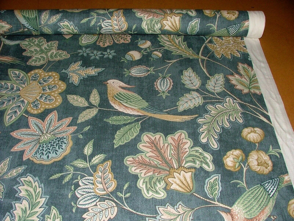 Chanterelle Mirage Ornate Bird Floral Cotton Curtain Upholstery Cushion Fabric