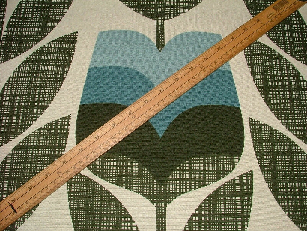 Designer Orla Kiely Rosebud Powder Blue Cotton Curtain Upholstery Craft Fabric