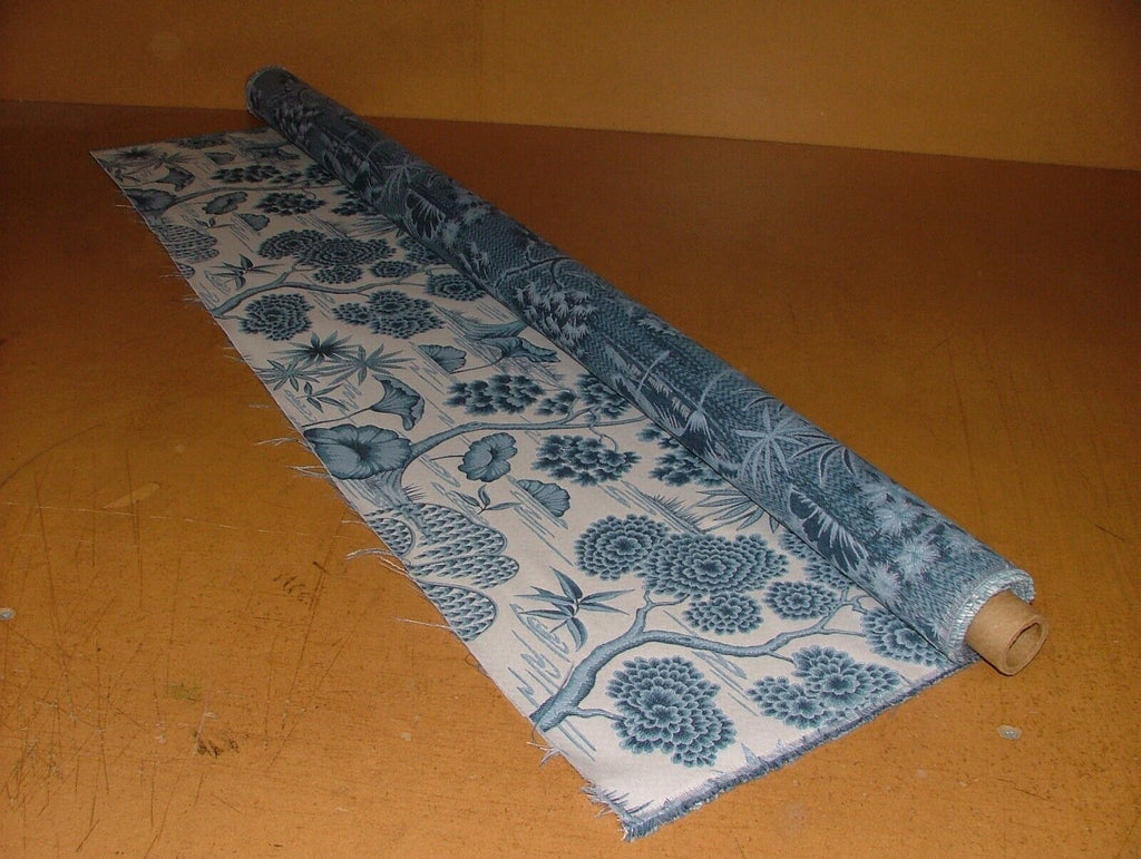 Japanese Oriental Tree Delft Jacquard Fabric Curtain Upholstery Cushion Blind