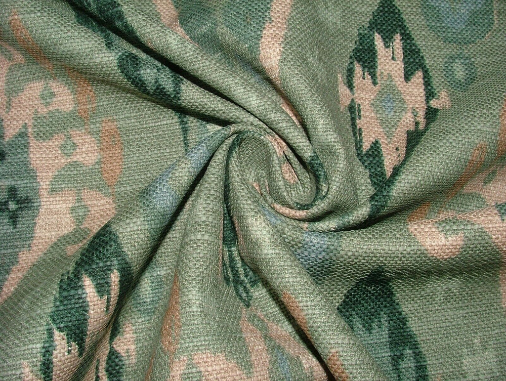 iLiv Boho Sage Green Ikat Linen Blend Cotton Curtain Upholstery Cushion Fabric