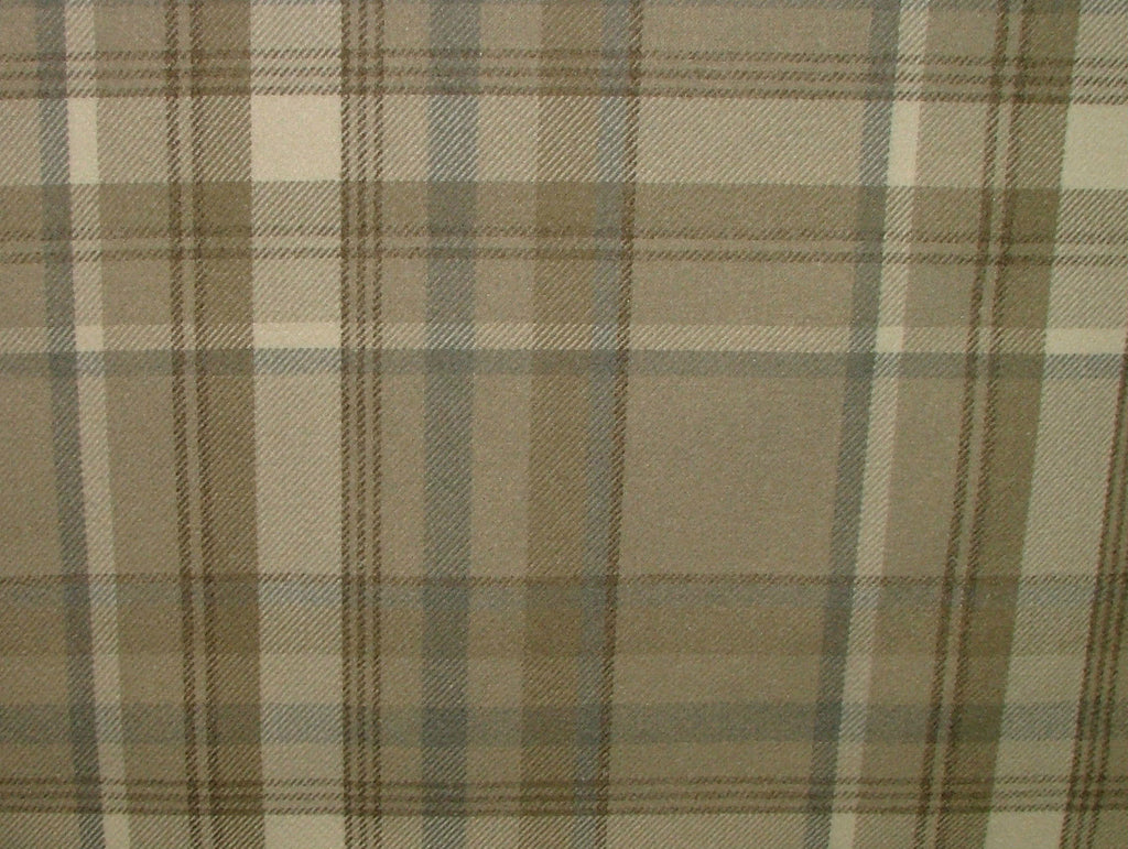 15m Elgin Taupe Wool Effect Washable Tartan Plaid Curtain Upholstery Fabric