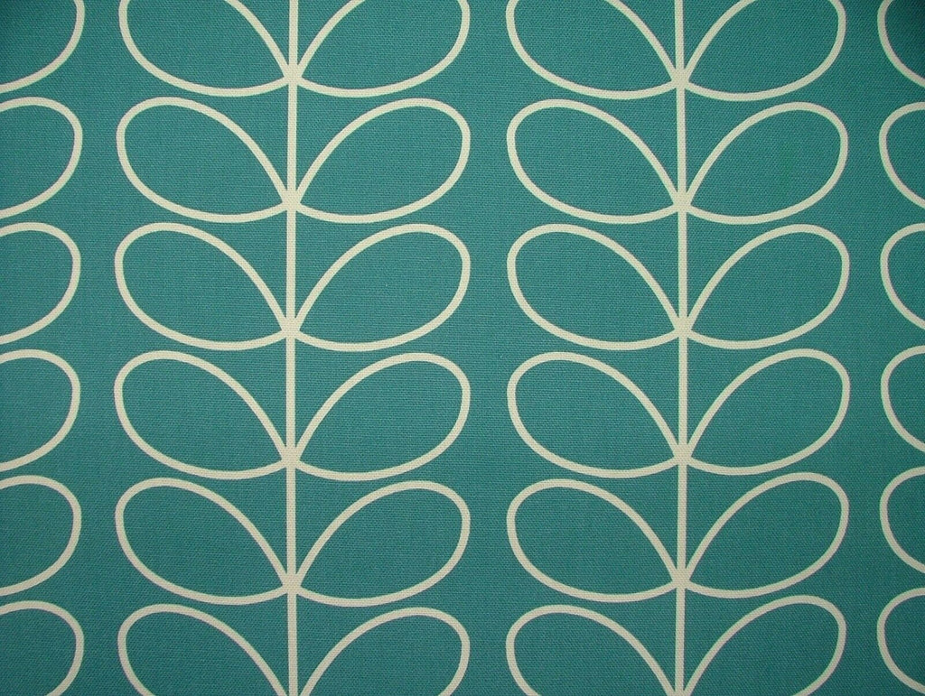 Designer Orla Kiely Linear Stem Deep Duck Egg Teal Curtain Upholstery Fabric